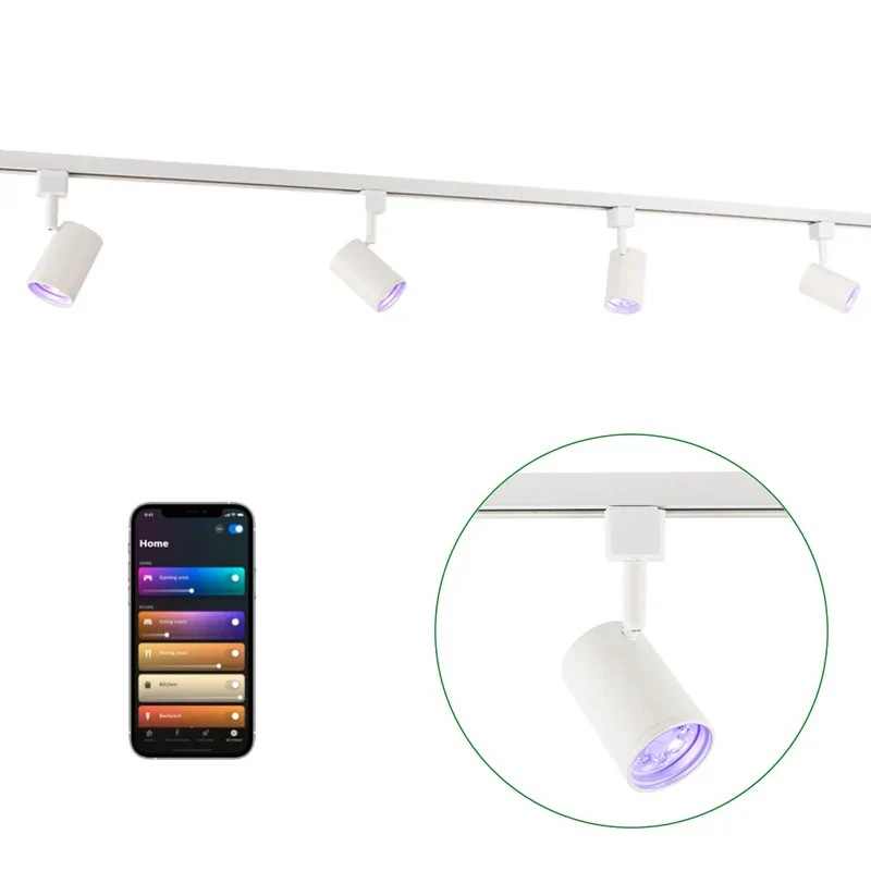 Smart Rail System 1-phasig | Weiß | 2 Meter | HUE-kompatibel | inkl. 4x intelligente GU10-Spots
