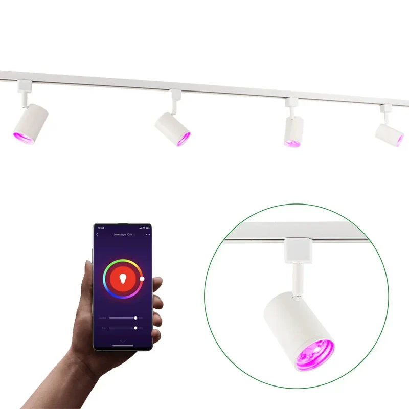 Smart TUYA - Schienensystem 1-phasig | Weiß | 2 Meter | WLAN | inkl. 4x WiFi GU10 Spots