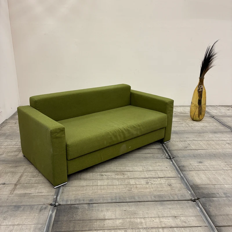 Sofa Schlafsofa 2-Sitzer Ausziehsofa Stoff Grün Schlafcouch Sofa couch Gebraucht