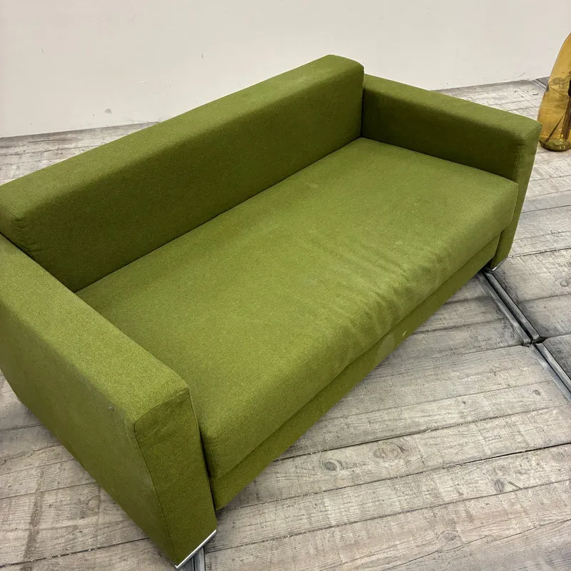Sofa Schlafsofa 2-Sitzer Ausziehsofa Stoff Grün Schlafcouch Sofa couch Gebraucht