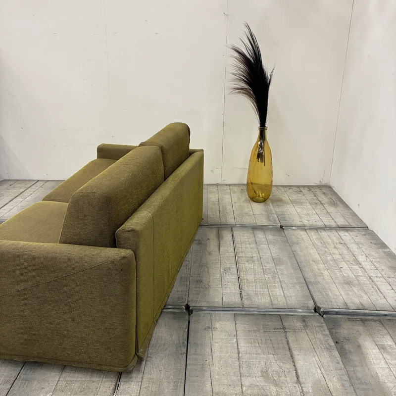 Schlafsofa 2-Sitzer Ausziehsofa Stoff 160cm Olivgrün Sofa Couch Gebraucht