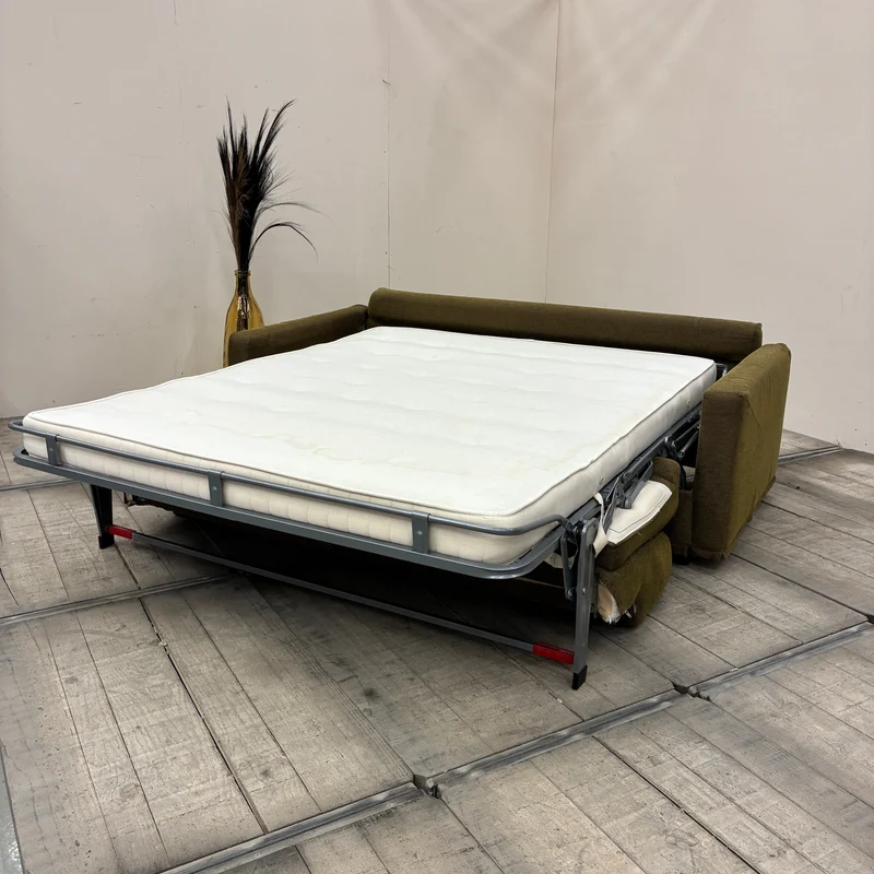 Schlafsofa 2-Sitzer Ausziehsofa Stoff 160cm Olivgrün Sofa Couch Gebraucht