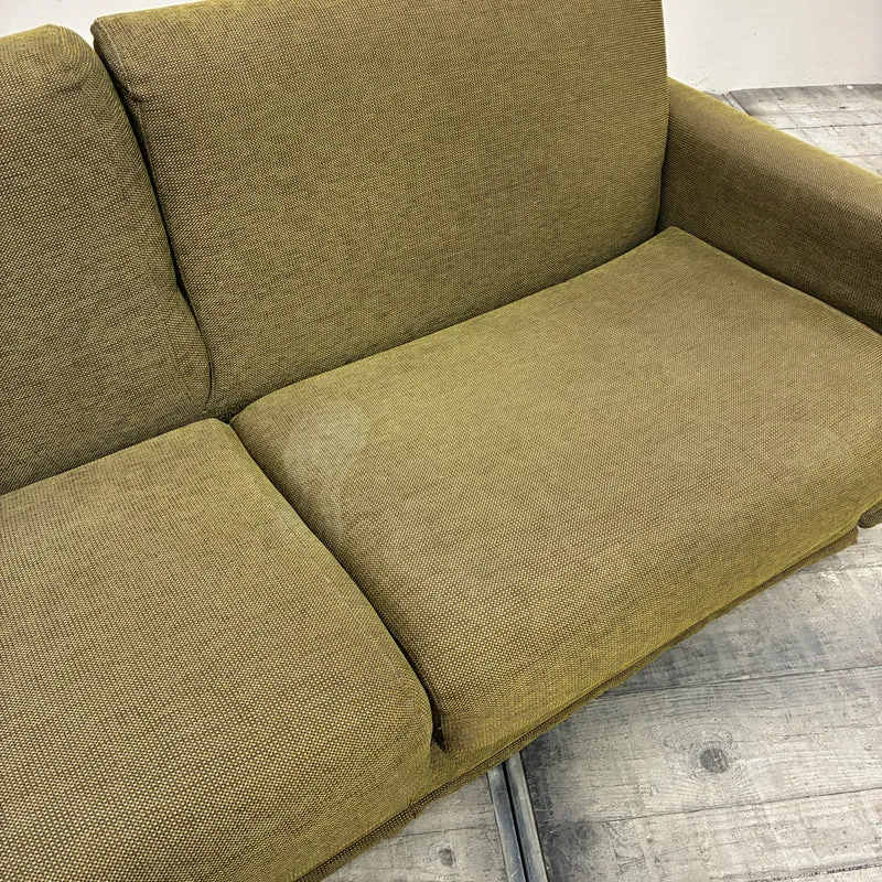 Schlafsofa 2-Sitzer Ausziehsofa Stoff 160cm Olivgrün Sofa Couch Gebraucht