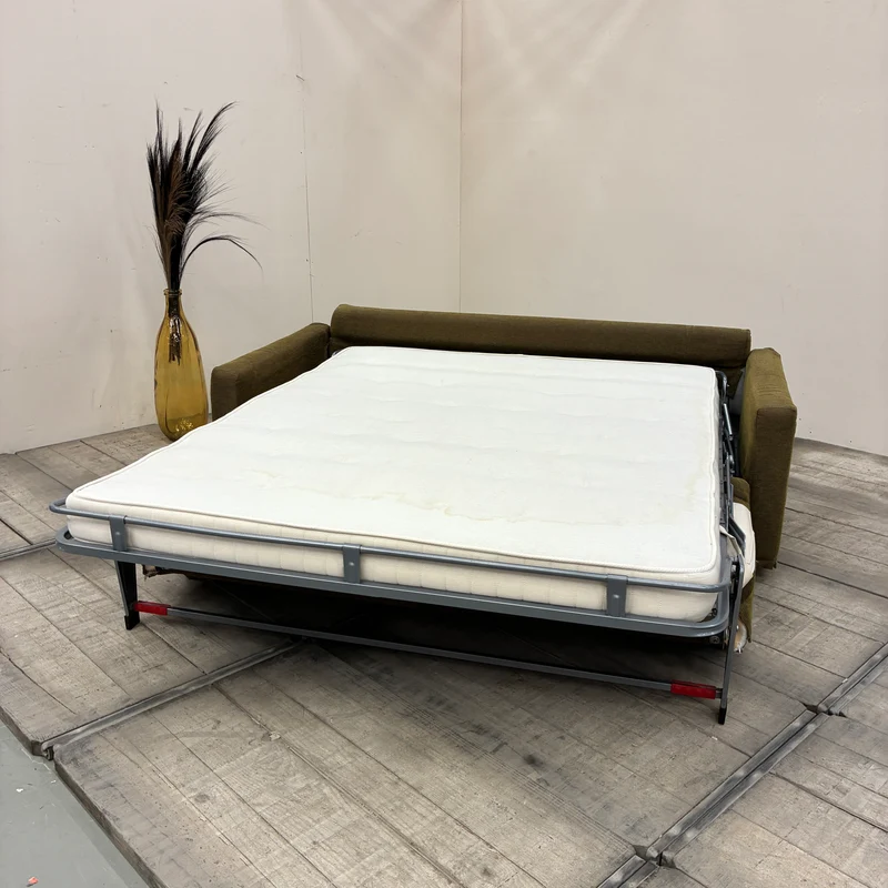 Schlafsofa 2-Sitzer Ausziehsofa Stoff 160cm Olivgrün Sofa Couch Gebraucht