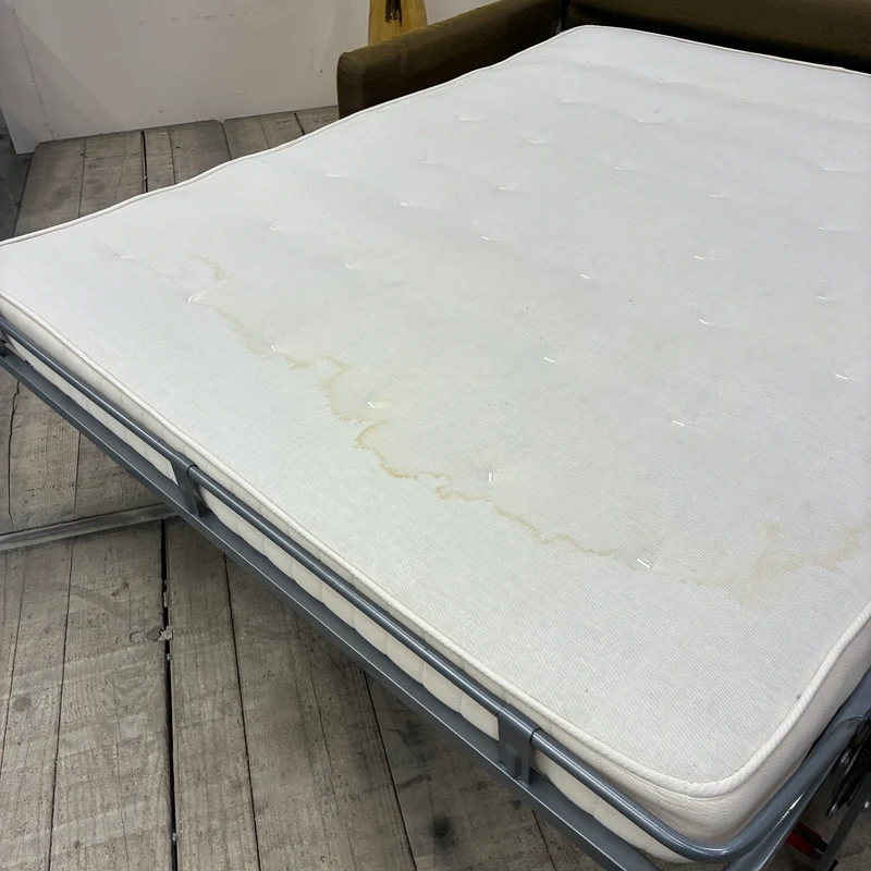 Schlafsofa 2-Sitzer Ausziehsofa Stoff 160cm Olivgrün Sofa Couch Gebraucht