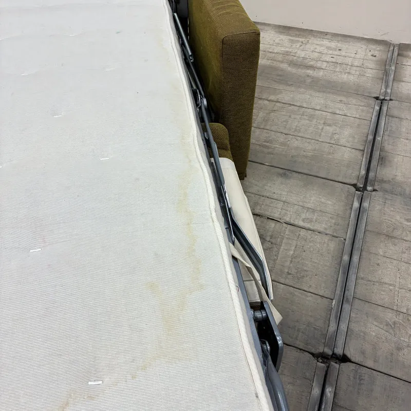 Schlafsofa 2-Sitzer Ausziehsofa Stoff 160cm Olivgrün Sofa Couch Gebraucht