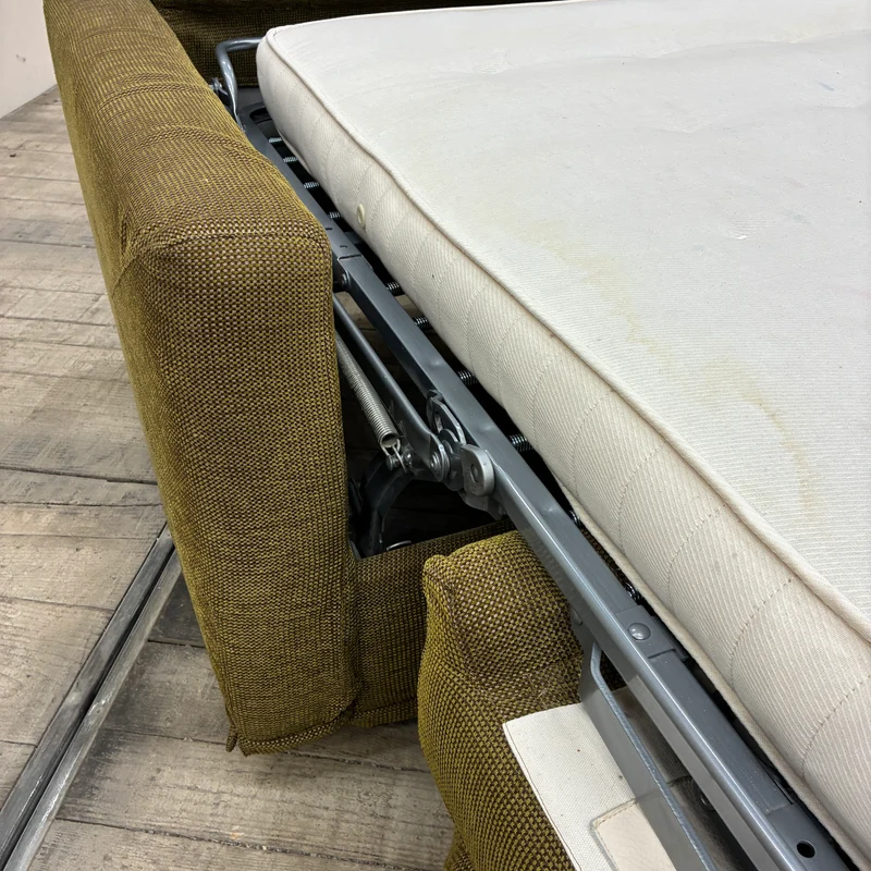 Schlafsofa 2-Sitzer Ausziehsofa Stoff 160cm Olivgrün Sofa Couch Gebraucht
