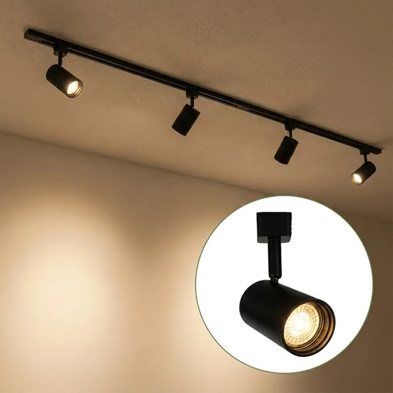LED 1-Phasen-Schienen | Schwarz | 2 Meter | Dimmbar | inkl. 4x Schienenspots