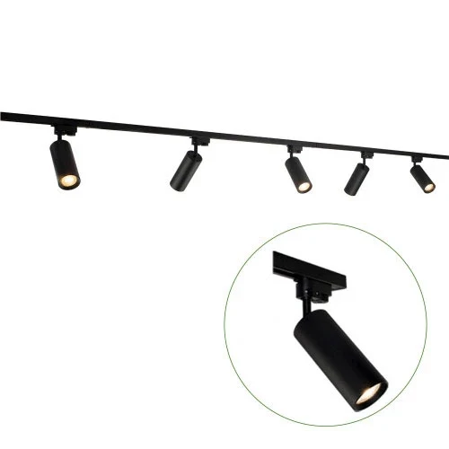 LED 1-Phasen-Schienen | Schwarz | 3 Meter | Inklusive 5 Schienenspots