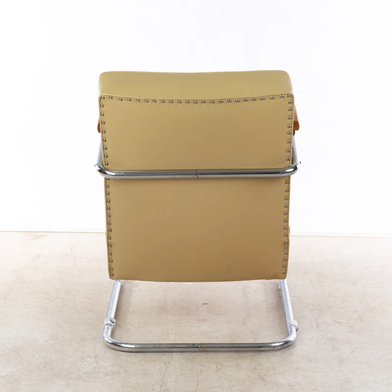 1930er Bauhaus Sessel von Mücke & Melder, Braunes Leder