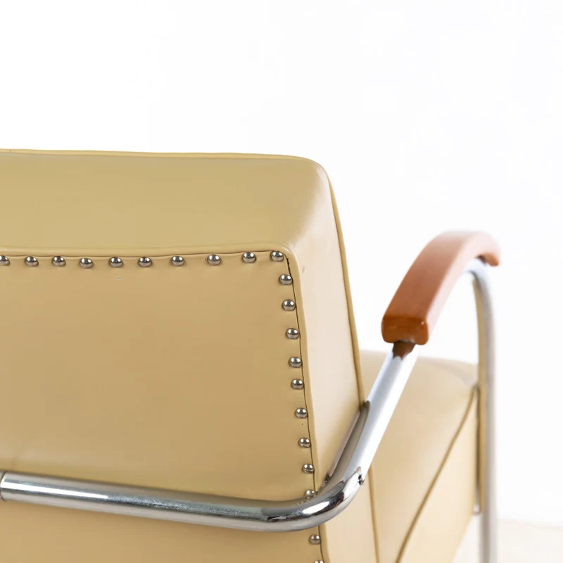 1930er Bauhaus Sessel von Mücke & Melder, Braunes Leder
