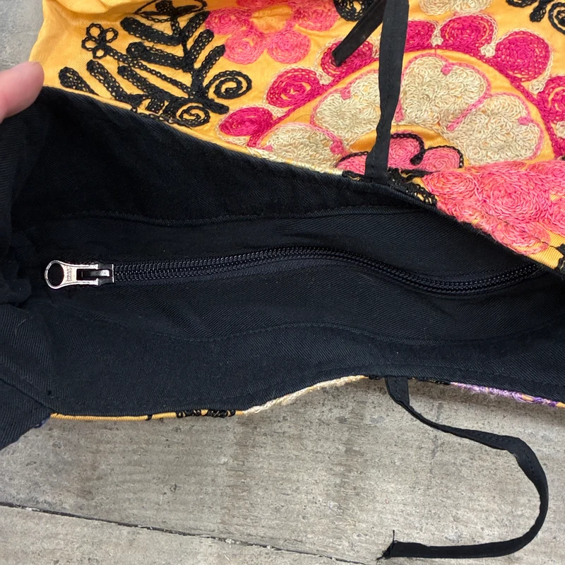 Orient Umhängetasche Suzani Handtasche Bestickt Gelb Bunt Tasche Gebraucht