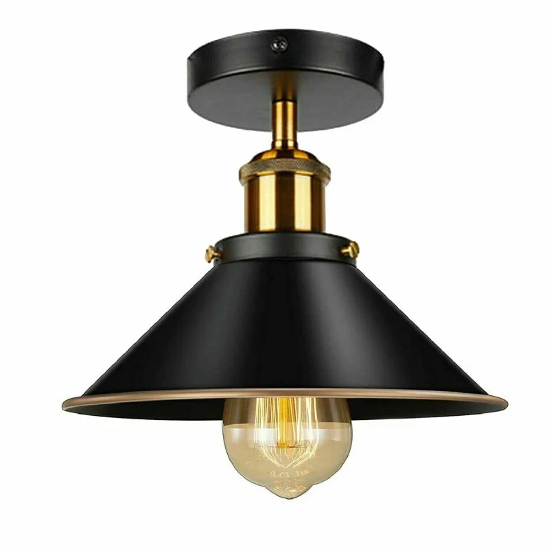 Vintage Deckenlampe Industrial Look Schwarz Gold E27 ~3734