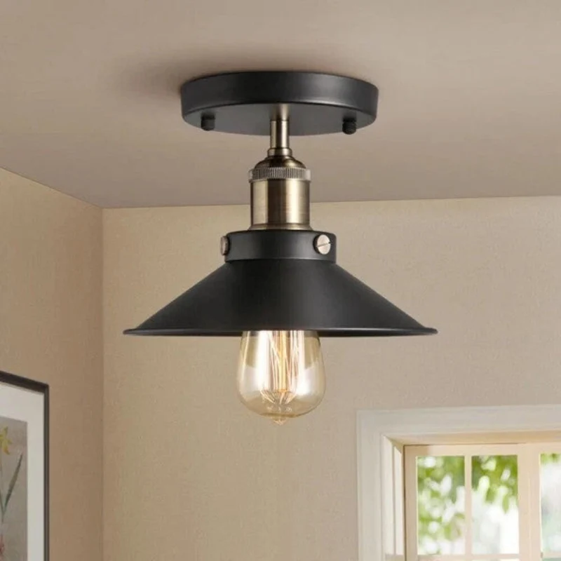 Vintage Deckenlampe Industrial Look Schwarz Gold E27 ~3734