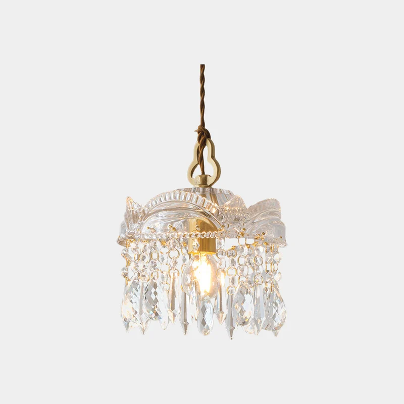 Pendant Light Luxury Vintage Brass Clear Glass Drop