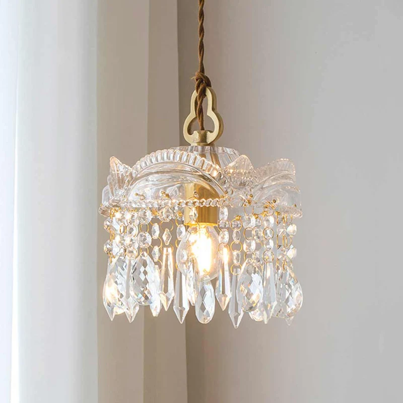 Pendant Light Luxury Vintage Brass Clear Glass Drop