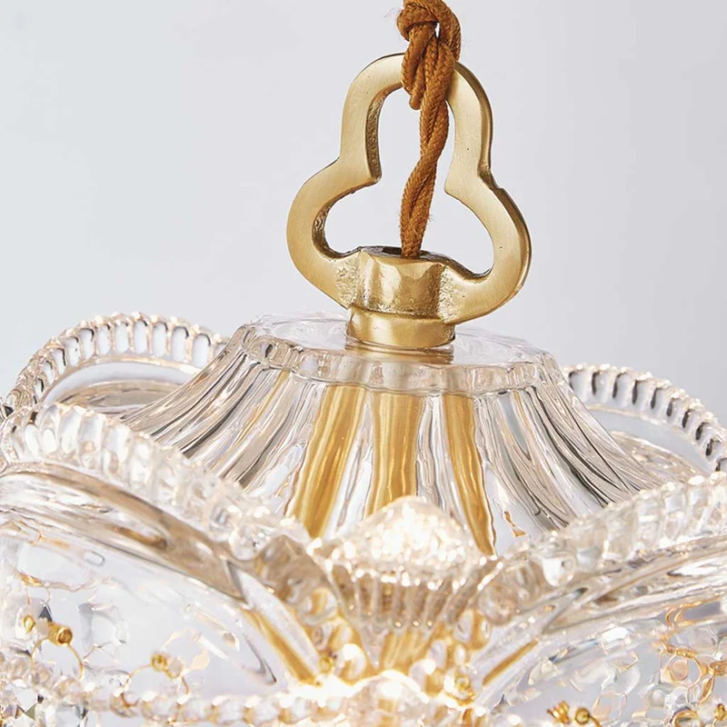 Pendant Light Luxury Vintage Brass Clear Glass Drop