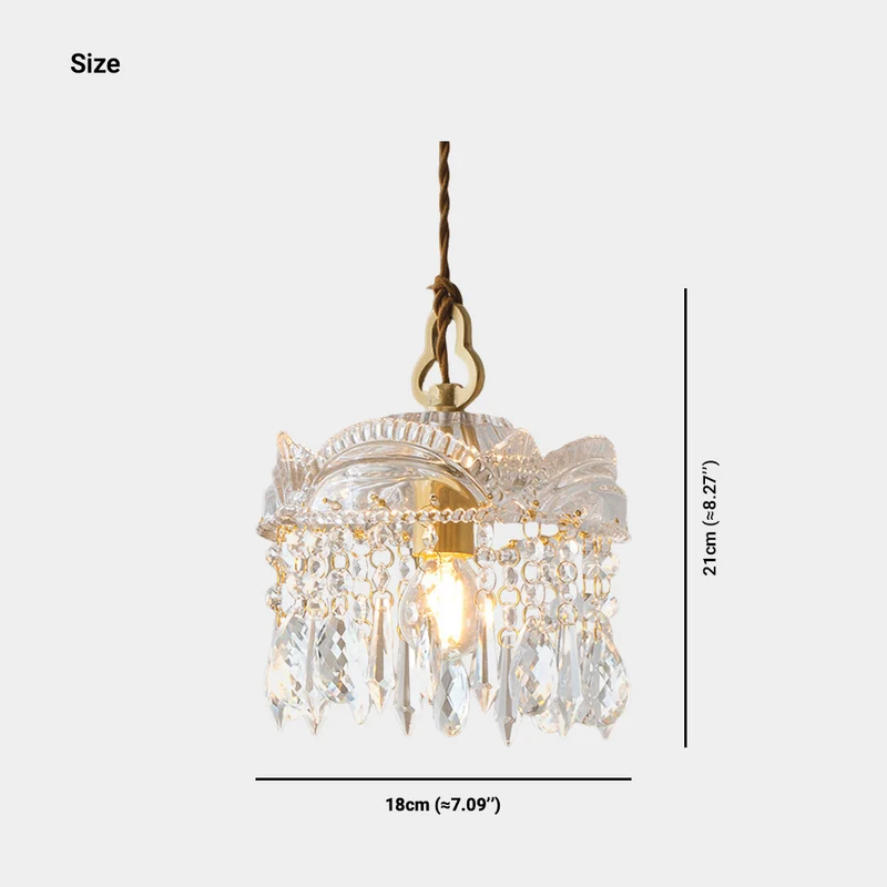 Pendant Light Luxury Vintage Brass Clear Glass Drop