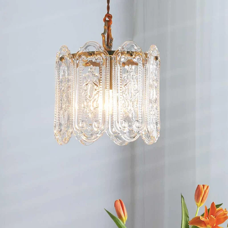 Ceiling / Pendant Light French Floral Carved Glass