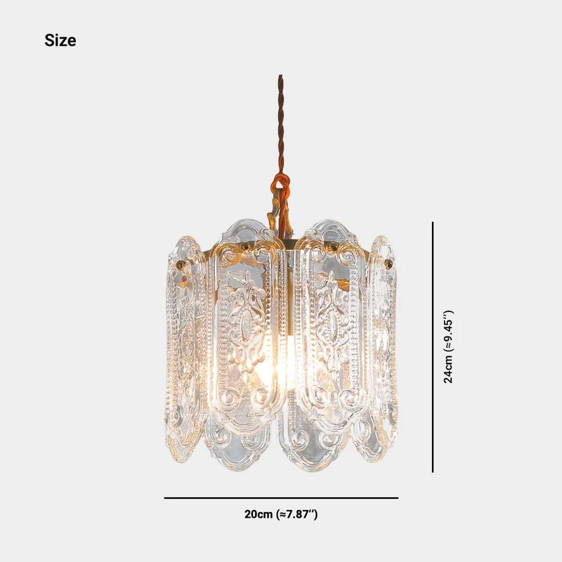 Ceiling / Pendant Light French Floral Carved Glass