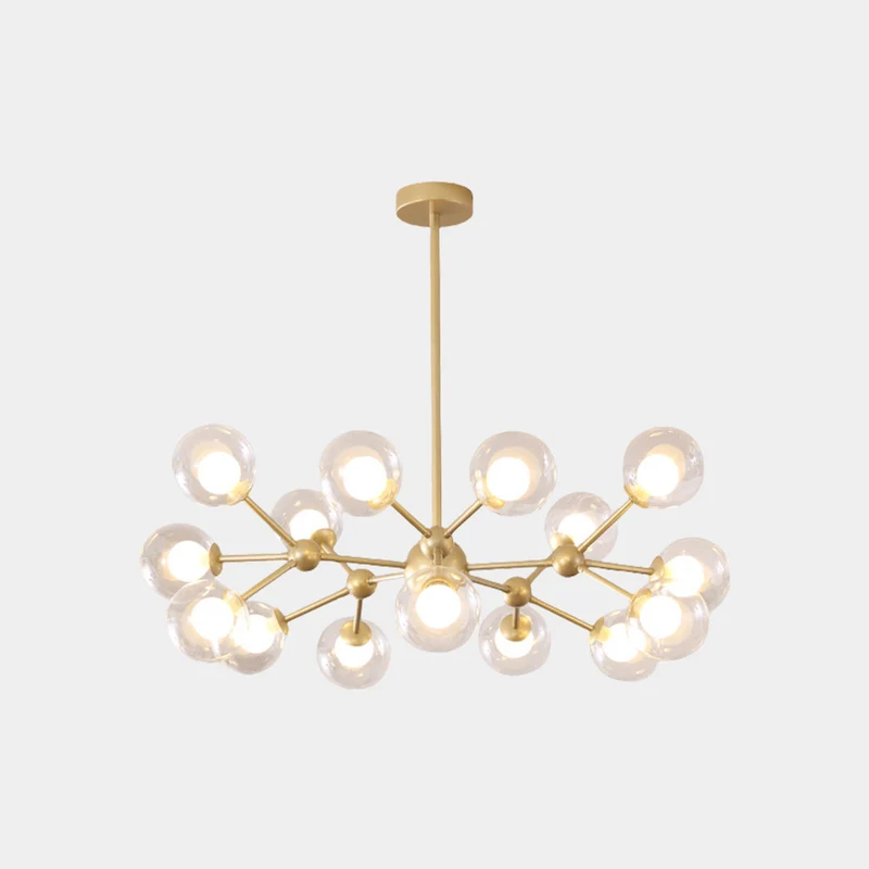 Chandelier Nordic Glass Globe Molecular, Black / Gold