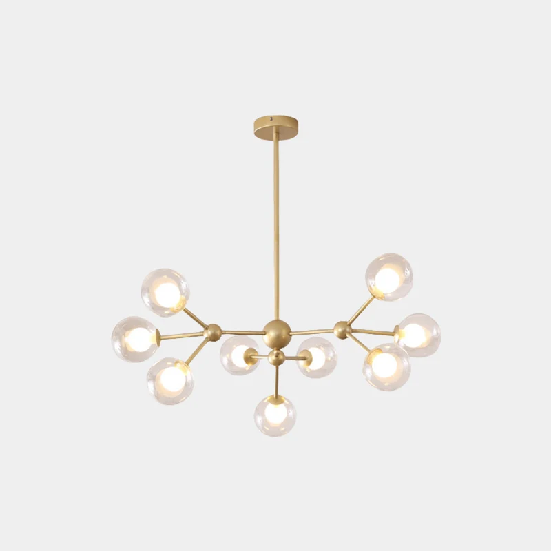 Chandelier Nordic Glass Globe Molecular, Black / Gold