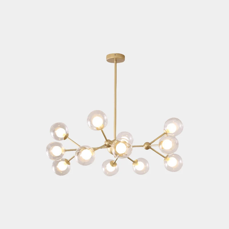 Chandelier Nordic Glass Globe Molecular, Black / Gold