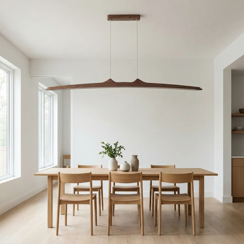 Minimalistische Hängeleuchte aus Nussbaum für Esszimmer – Walnia