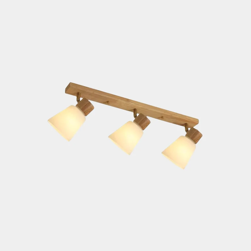 Semi-Flush Ceiling Light Wood Track Spotlight Cup Shades