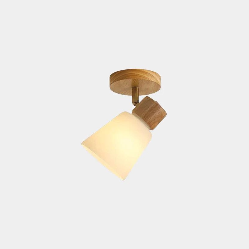 Semi-Flush Ceiling Light Wood Track Spotlight Cup Shades