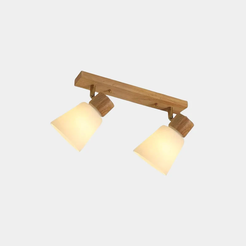 Semi-Flush Ceiling Light Wood Track Spotlight Cup Shades