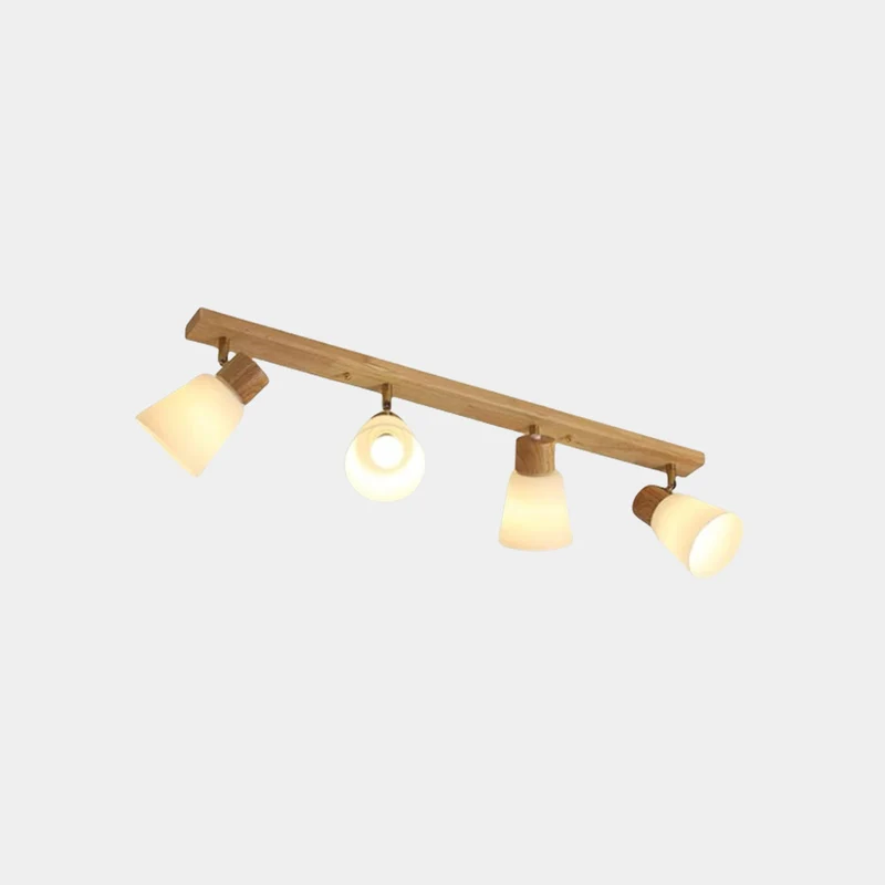 Semi-Flush Ceiling Light Wood Track Spotlight Cup Shades