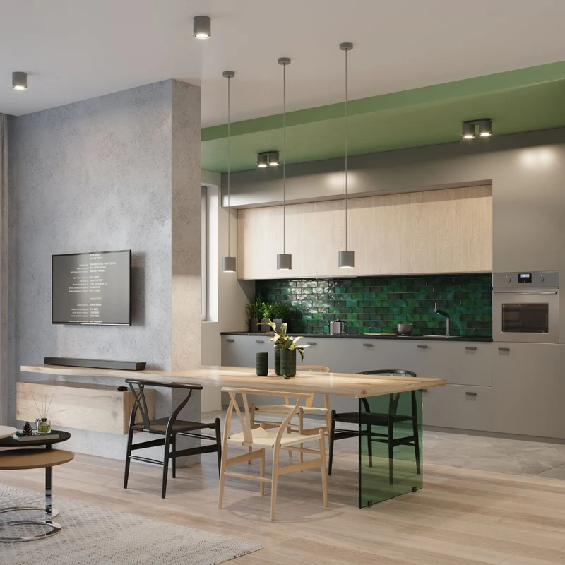 Moderne graue zylindrische Wohnzimmer-Deckenleuchte – Norvion