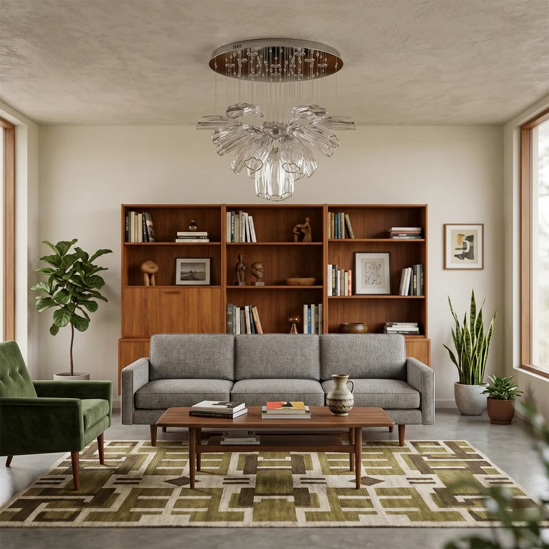 Moderner Kristall- und Stahl-Luster für Wohnzimmer – Mirellia