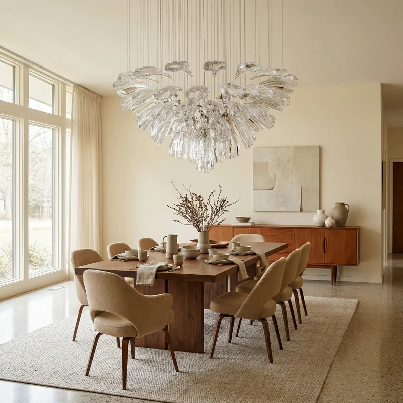 Moderner Kristall- und Stahl-Luster für Wohnzimmer – Mirellia