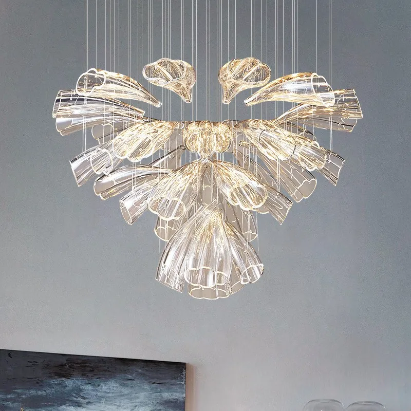 Moderner Kristall- und Stahl-Luster für Wohnzimmer – Mirellia