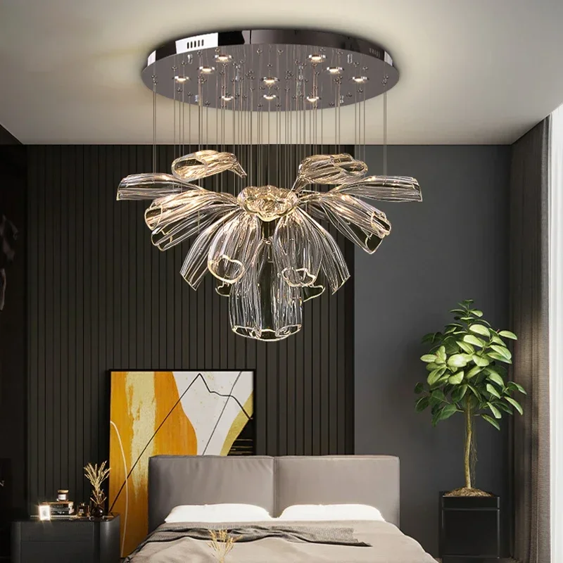 Moderner Kristall- und Stahl-Luster für Wohnzimmer – Mirellia