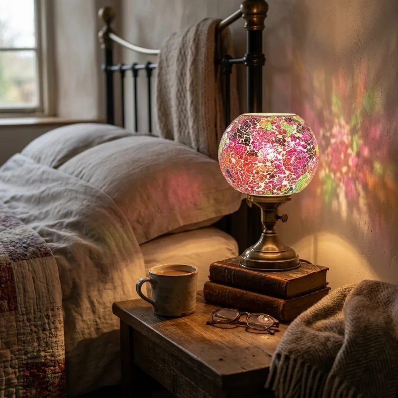 Mosaik-Glaslampenschirm Tiffany Handgefertigt Ersatzschirm E27/B22 ~3766