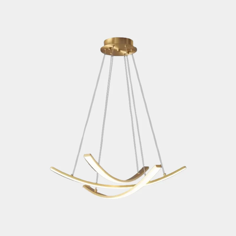 Chandelier Minimalist Brass Arc Curved Cross LED