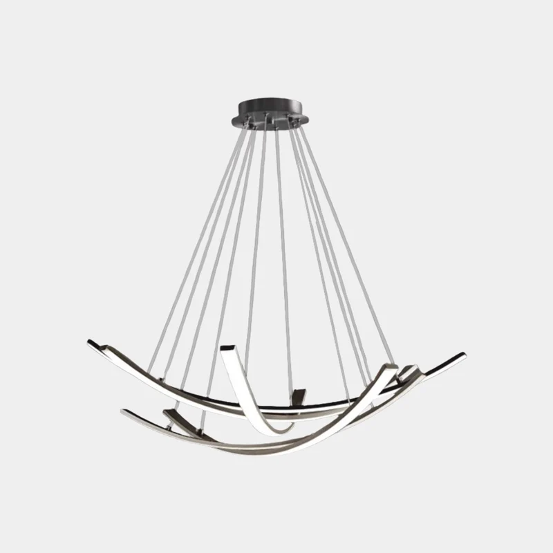 Chandelier Minimalist Brass Arc Curved Cross LED