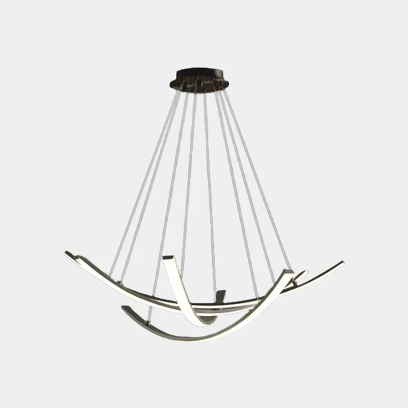 Chandelier Minimalist Brass Arc Curved Cross LED