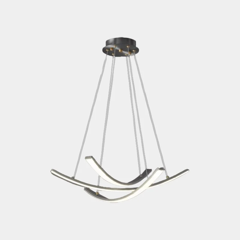Chandelier Minimalist Brass Arc Curved Cross LED