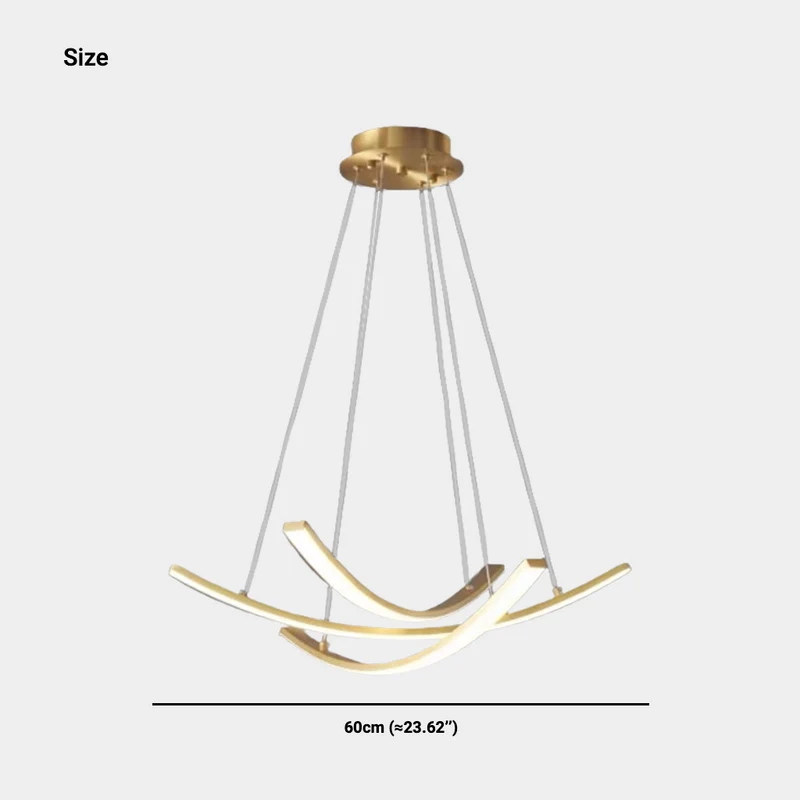 Chandelier Minimalist Brass Arc Curved Cross LED