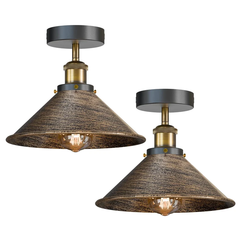 2er Pack Werkstattlampe – Industrie Deckenleuchte Bündig | Ø22cm | E27 ~3945