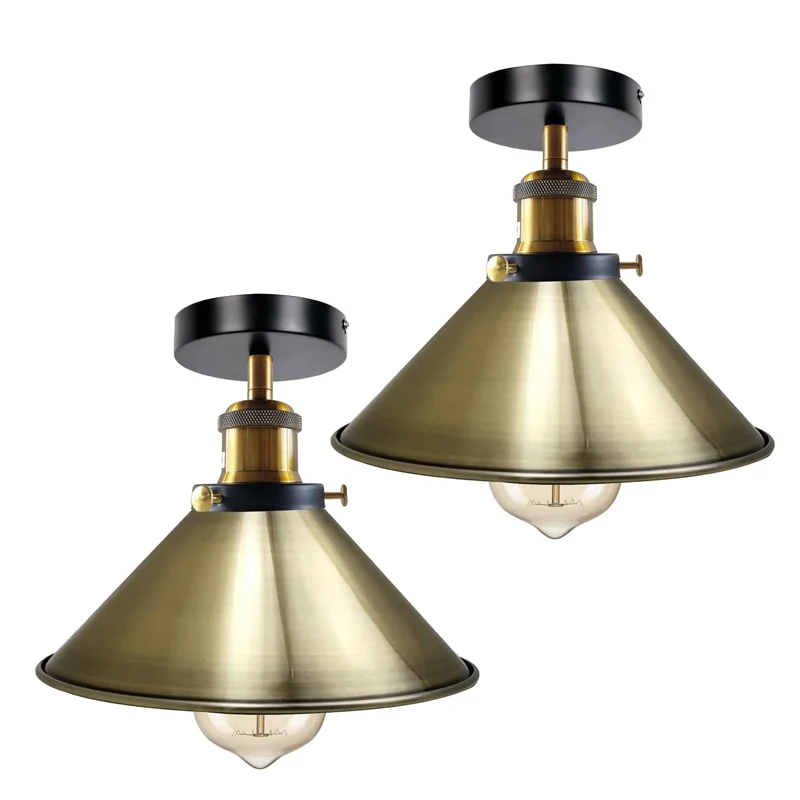 2er Pack Werkstattlampe – Industrie Deckenleuchte Bündig | Ø22cm | E27 ~3945