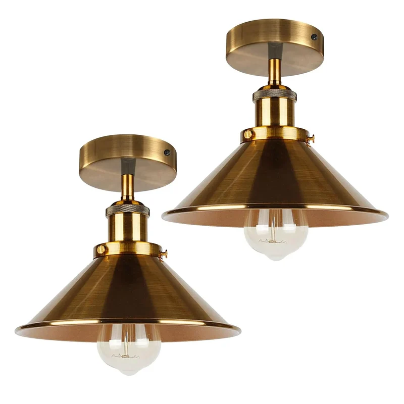 2er Pack Werkstattlampe – Industrie Deckenleuchte Bündig | Ø22cm | E27 ~3945