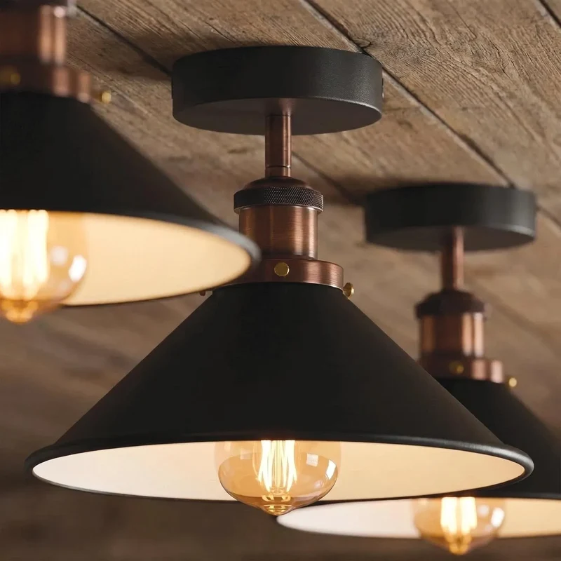 2er Pack Werkstattlampe – Industrie Deckenleuchte Bündig | Ø22cm | E27 ~3945