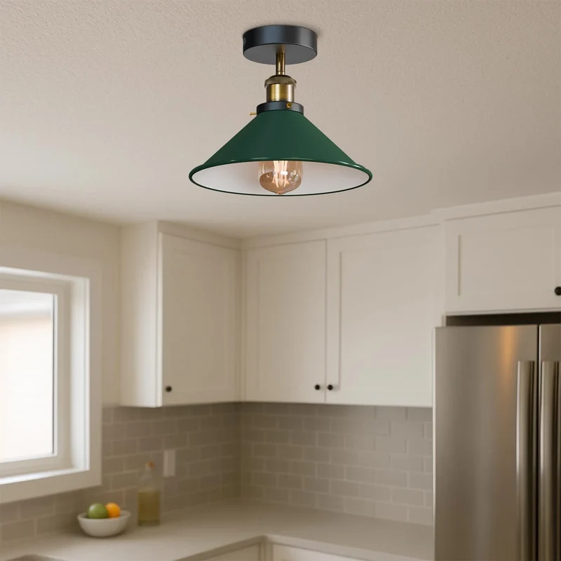 2er Pack Werkstattlampe – Industrie Deckenleuchte Bündig | Ø22cm | E27 ~3945