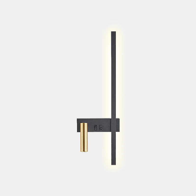 Wall Sconce Spotlight LED Modern Vertical, Black & Gold