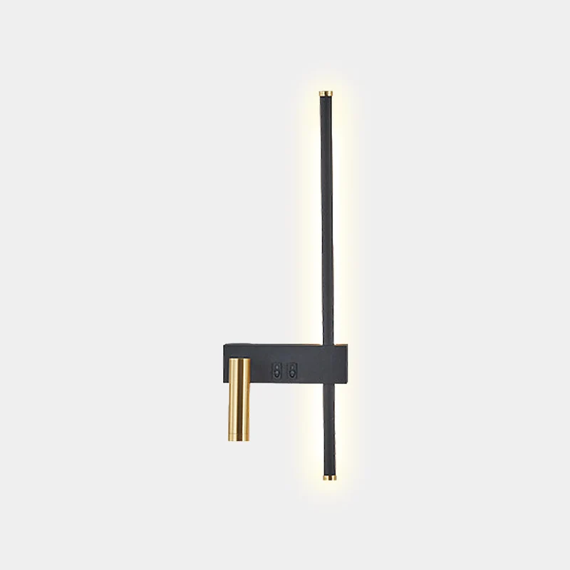 Wall Sconce Spotlight LED Modern Vertical, Black & Gold